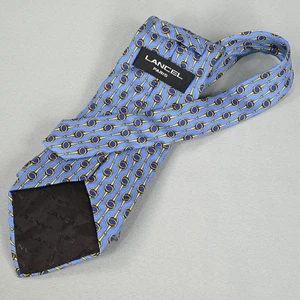 Lancel Paris Seidenkrawatte blau gold Trense Teile Equestrain 58 Zoll gebeizt - Bild 1 von 7
