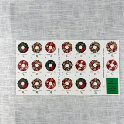 Scott 3245-3248 - 1998 Christmas Wreaths Full Sheet of 20 US 32¢ Stamps MHN - Image 1 of 2