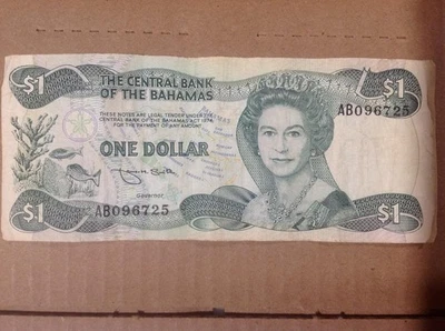 World Banknote Currency Lot 1984 Bahamas $1 One Dollar P# 43b VF Free Ship - Image 1 of 2