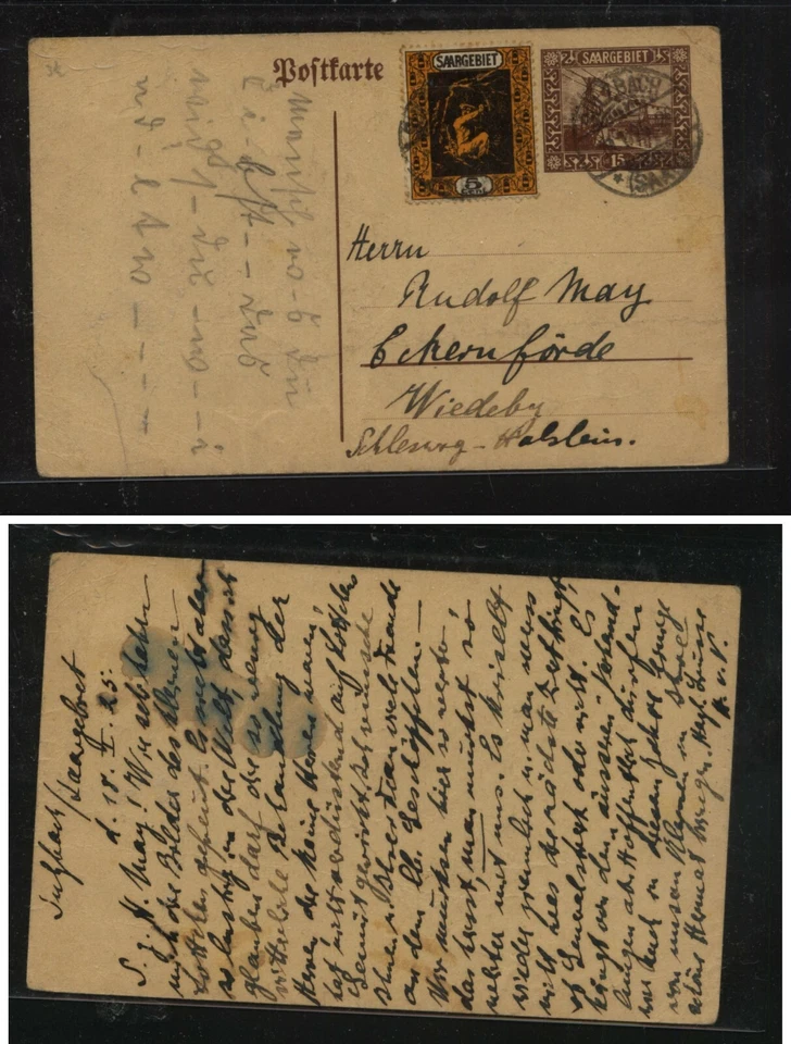 Saar  uprated   postal  card               MS06 - Image 1 of 1