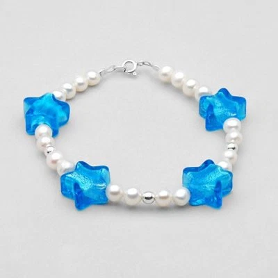 PULSEIRA 7,5" FEITA COM VIDRO MURANO, PÉROLAS DE ÁGUA DOCE E PRATA ESTERLINA 925 - Imagem 1 de 2