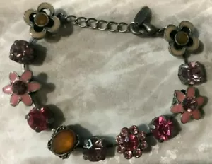 VCLM Pink Plum Grey Red Flower Enamel Bracelet - Picture 1 of 4
