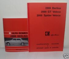 Uso e manutenzione Alfa Romeo 2000 Berlina + Manuale di officina meccanica-