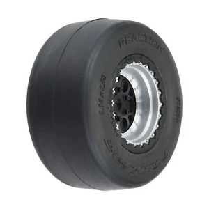 Proline 10218-10 1/16 Reaction Rear Tires MTD 8mm Black/Silver: Losi Mini Drag - Picture 1 of 6