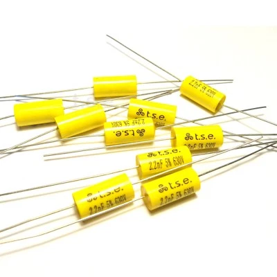 TRIPLESPIRAL ELECTRONICS 10x Capacitor 0.0022uF 2.2nF 5% 630V DC Polypropylene Axial Valve Metal Film