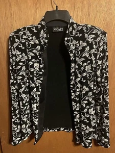 XSCAPE BY LAWRENCE KURTZ Cardigan Black and White Metallic Sparkle Size Medium - Picture 1 of 4