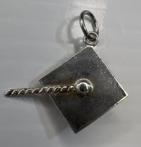 925 Sterling Silber Retro Charm Anhänger Abschluss Kappe Geschenk College High School - Bild 1 von 7