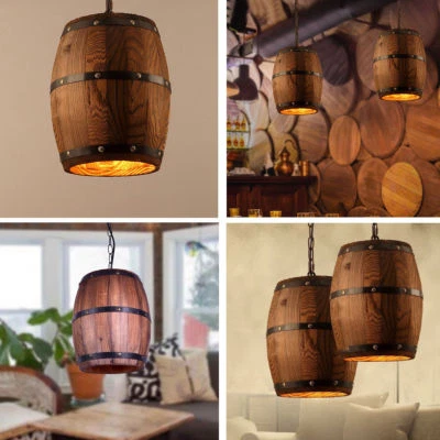 Rustic Farmhouse Ceiling Light Wood Island Kitchen Pendant Hanging Lamp Fixture - Image 1 of 4