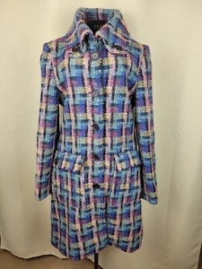 Ted Baker Womens 95% Wool Coat Multicolored Ted Size 2 - UK10 Great Condition - Picture 1 of 21