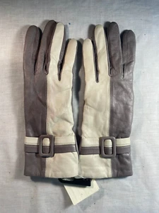 New Fratelli Forino Leather Gloves Women's Gray Off White Cashmere Lined  Size 7 - Picture 1 of 2