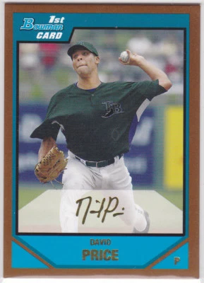 DAVID PRICE 2007 Bowman GOLD INSERT ROOKIE CARD Rays 1st RC Boston Red Sox ACE! - Image 1 of 2