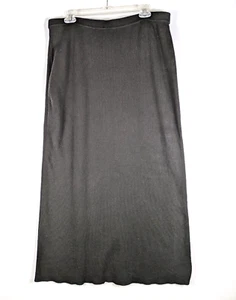 Liz Claiborne Petites PL Maxi Skirt Ribbed Knit Black Pull On - Picture 1 of 6