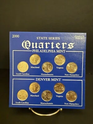 2000 Philadelphia/Denver Mint State Series Qtr Complete Year Set-SC MD MA VA NH - Image 1 of 3
