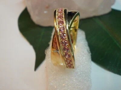 wunderbarer Silberring mit Edelsteinen Morganit 925 vergoldet - Bild 1 von 4