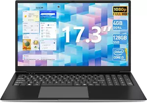 SGIN 17.3 inch Laptop 4GB RAM 128 SSD FHD Intel Core i3 Windows 11 WiFi - Picture 1 of 10