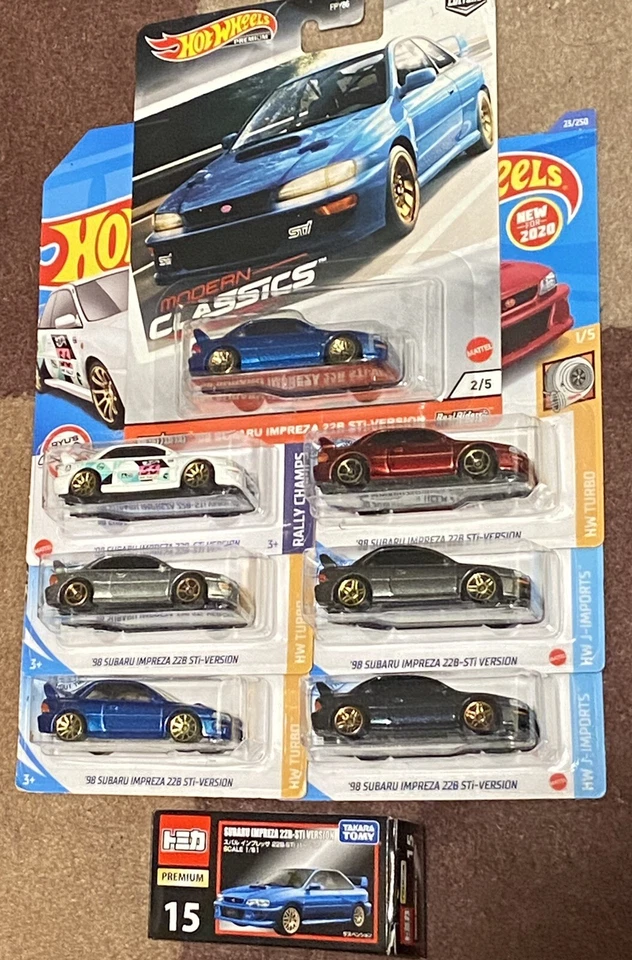 Hot Wheels 8 Pc Subaru Impreza 22B STi-version New Treasure Hunt Zamac Tomica 15 - Image 1 of 4