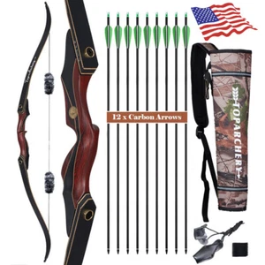 TOPARCHERY 60" Takedown Recurve Bow 30-50lbs Hunting Bow Archery Target Shoot - Picture 1 of 29