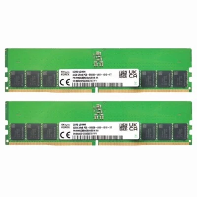 New Hynix DDR5 64GB (2X32GB) 5600MHz PC5-44800 2RX8 UDIMM Memory Ram HMCG88AGBUA - Image 1 of 4