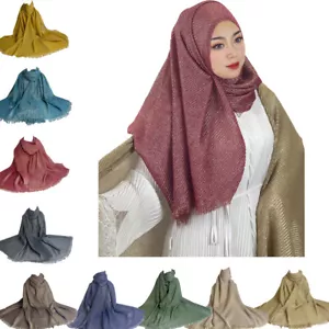 Mujeres Musulmanas Cubierta para la Cabeza Chales Bufandas Turbante Bufanda Árabe Estolas islámicas - Imagen 1 de 42