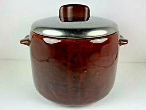West Bend USA Vintage Glazed Stoneware Stovetop Crock Bean Pot w/ Handles & Lid - Picture 1 of 12