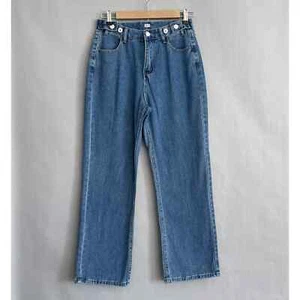 Shein Jeans Women S Blue Oversized Straight Leg High Rise Cotton Y2K - Picture 1 of 13