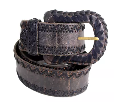 Another Line COURO GENUÍNO CINZA 1 7/8"Wd VESTIDO CASUAL CINTO ESPARTILHO Tamanho G (D49 - Imagem 1 de 4