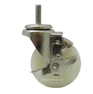 Rueda de vástago de acero inoxidable 3DXSSNYSB 3", freno, rueda de nailon, capacidad de 300 lb - Imagen 1 de 1