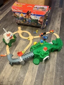 Vintage Fisher Price Flip Track Mountain Original Box Missing Some Pieces - Picture 1 of 18