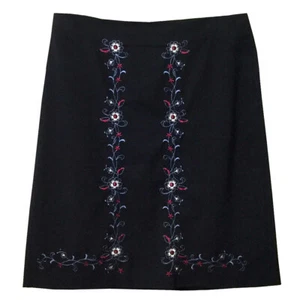 INC Embroidered Black Floral Skirt Size 14 - Picture 1 of 7