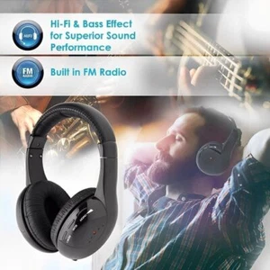 5in1 Headset Drahtlose Kopfhörer Schnurloses RF-Mikrofon für PC TV CD DVD M B0L8 - Bild 1 von 6