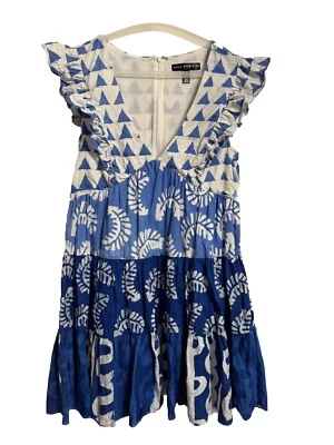 Vestido Solero AQUA X Studio 189 Talla Mediana Azul Blanco Volantes Festivo Verano Foto 1 de 4