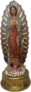 Estatua religiosa de Nuestra Señora de Guadalupe con base dorada decorativa, católica de 9" pulgadas - Imagen 1 de 2