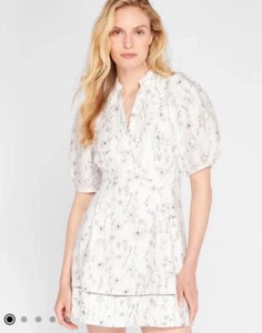 Club Monaco Balloon Sleeve Floral Mini Dress Size 4 - Picture 1 of 6