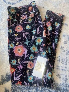 Lularoe DISNEY Minnie Mouse black Teal Purple floral HTF leggings TC NWT - Picture 1 of 5