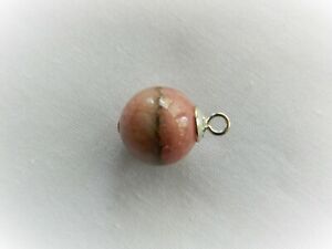 Rhodochrosite, 10mm Round Bead, Sterling Silver Fitting, Pendant/Earring, No 2