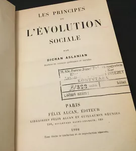 Les Principes de l'Evolution Sociale par Dicran Aslanian - RARE - **in French** - Picture 1 of 5