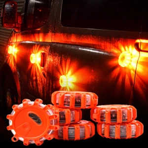 6x LED Road Flares Kit LED Road Flares Kit Roadside  Safety Light Magnetic Base - Picture 1 of 9