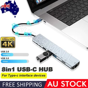 8in1 USB-C Type C HD Output 4K HDMI USB 3.0 HUB Adapter For MacBook iPad Pro OZ - Picture 1 of 13