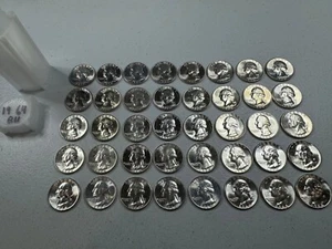 (40) Cuartos de plata Washington 1964 como nuevos en Estados Unidos, 1 rollo, ¡¡¡todas las monedas BU/MS!!!! - Imagen 1 de 8