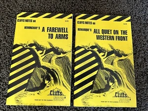 CLIFFS NOTES Lot of 2 - Hemingway Farewell To Arms; Remarque Quiet Western Front - Picture 1 of 1