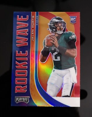 JALEN HURTS RC 2020 Panini Playoff Rookie Wave Red Prizm #RW-22 Gem mint Card SP - Image 1 of 2