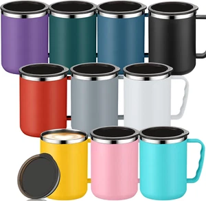 10 Pcs Coffee Travel Mug Vacuum Reusable Insulated Coffee Mug with Lid and Handl - Picture 1 of 7