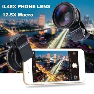 Macro Universal HD Camera Clip-on Telescope 0.45x Wide Angle Mobile Phone Lens - Photo 1 sur 13