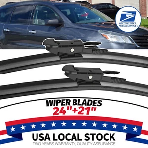 24" & 21" Front Windshield Wiper Blades Pinch Tab Easy Installation - Picture 1 of 9