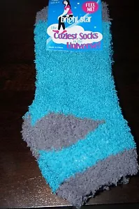 BRIGHT STAR the Coziest Socks in the Universe! 1 pair size 9-11 Blue/Grey NWT! - Picture 1 of 3