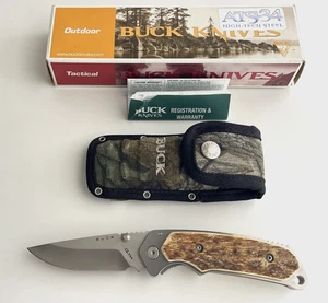 Cuchillo Plegable Buck 277 Alpha Hunter ATS-34 BOS Ciervo Mango EE. UU. - Imagen 1 de 14