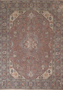 Alfombra tradicional vintage 8x11 hecha a mano de lana geométrica para sala de estar - Imagen 1 de 19
