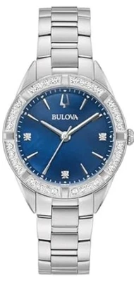 🔥 Bulova 96R243 (MSRP $595) Blue Dial Diamonds Stainless Ladies Watch BRAND NEW - Image 1 of 4