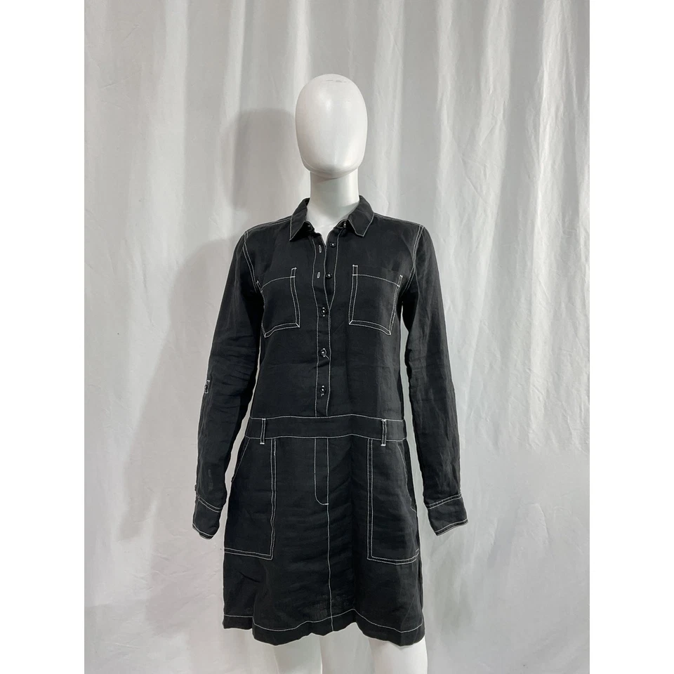 Michael Stars 'Pilar' Black Linen Shirt Dress Size S - Image 1 of 4