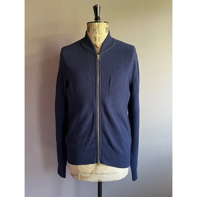 Oliver Spencer Jumper Mens Size M Navy Cardigan Full Zip Organic Cotton Knit - image 1 of 4